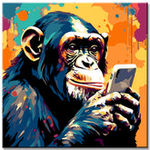 Painting by Numbers Chimpanzee with Cell Phone